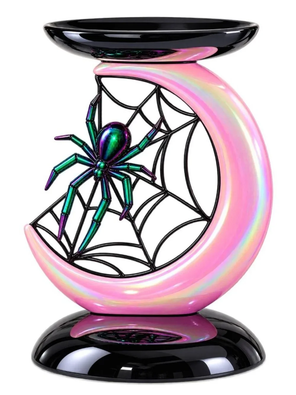 Bath Body Works Halloween Spider Moon Pedestal 3 Wick Candle Holder NIB